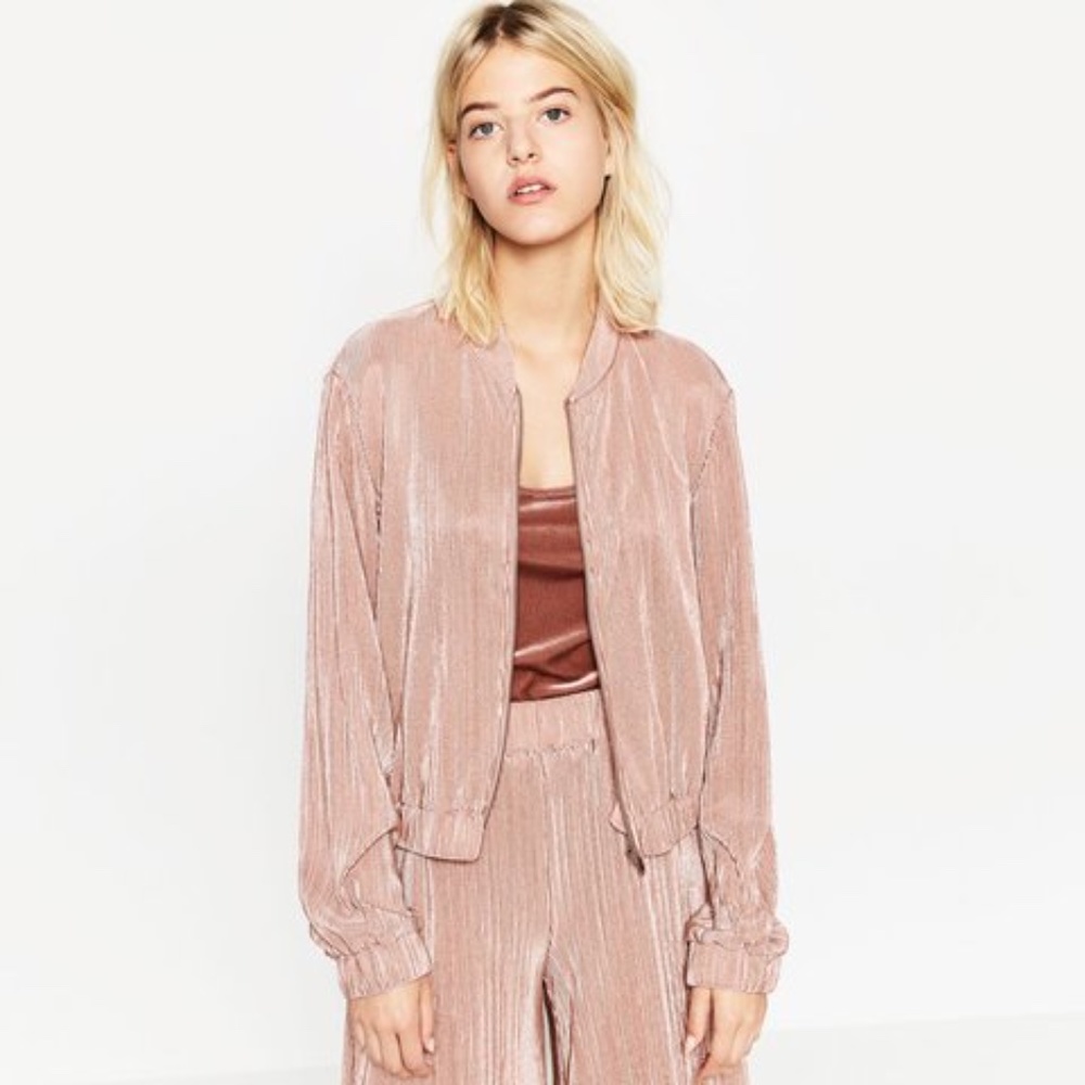 Zara Pink Pleated Jacket
